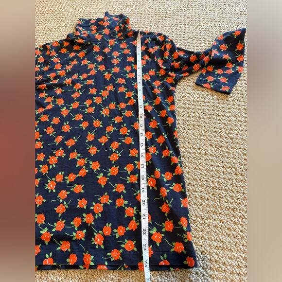 NWT J Crew Mock Neck Floral Longsleeve Top, Orange, Navy, Size Small - Picture 5 of 8